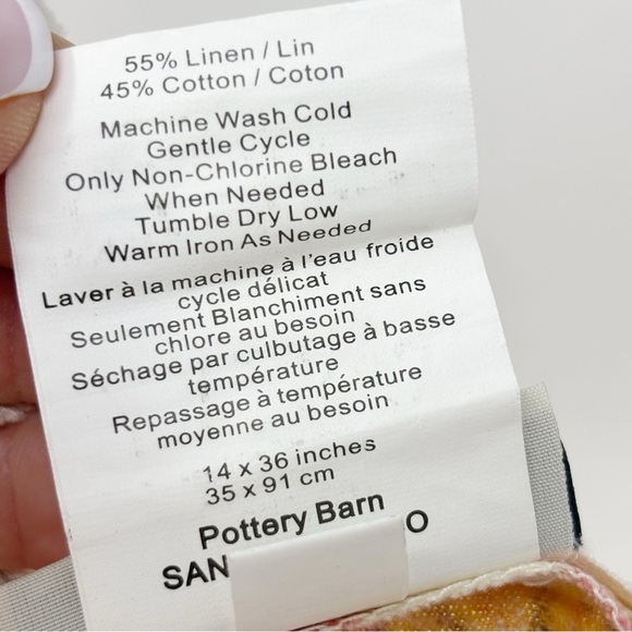 POTTERY BARN Ivory Orange Paisley Cotton Linen Blend Pillow Cover Sham 14” X 36” - Picture 10 of 10